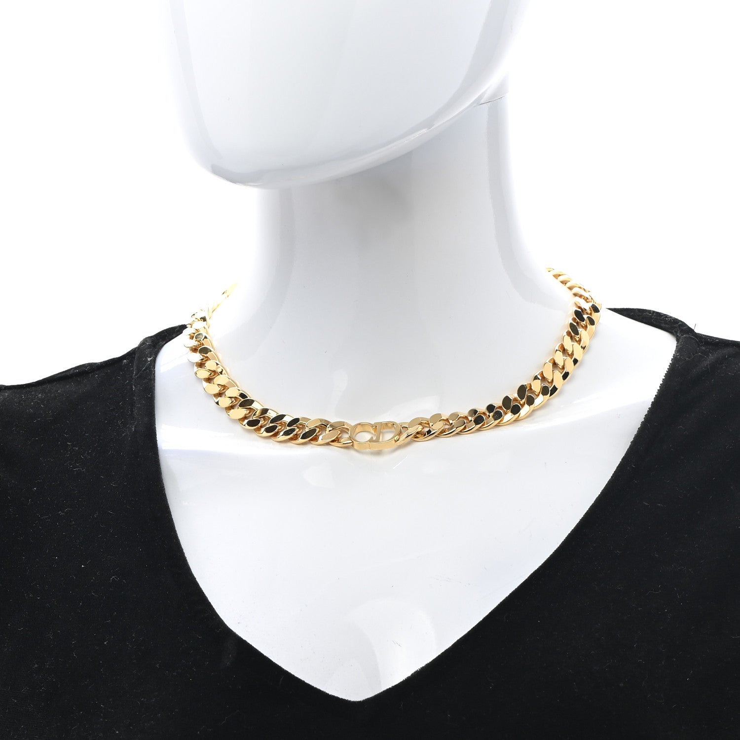 Christian Dior Metal Danseuse Etoile Chain Choker Necklace Gold 2 of 7