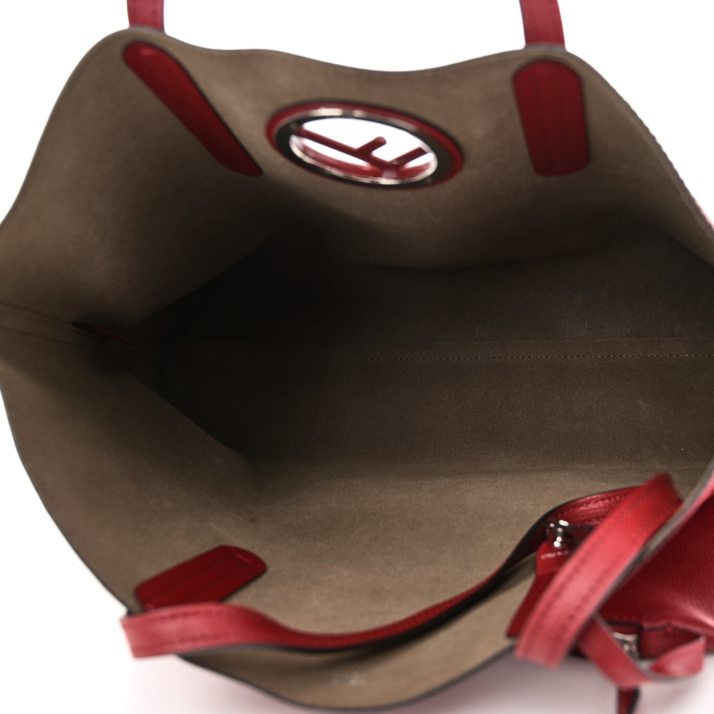 Vitello Vienna Enamel F is Fendi Shopping Tote Fiamma Taupe
