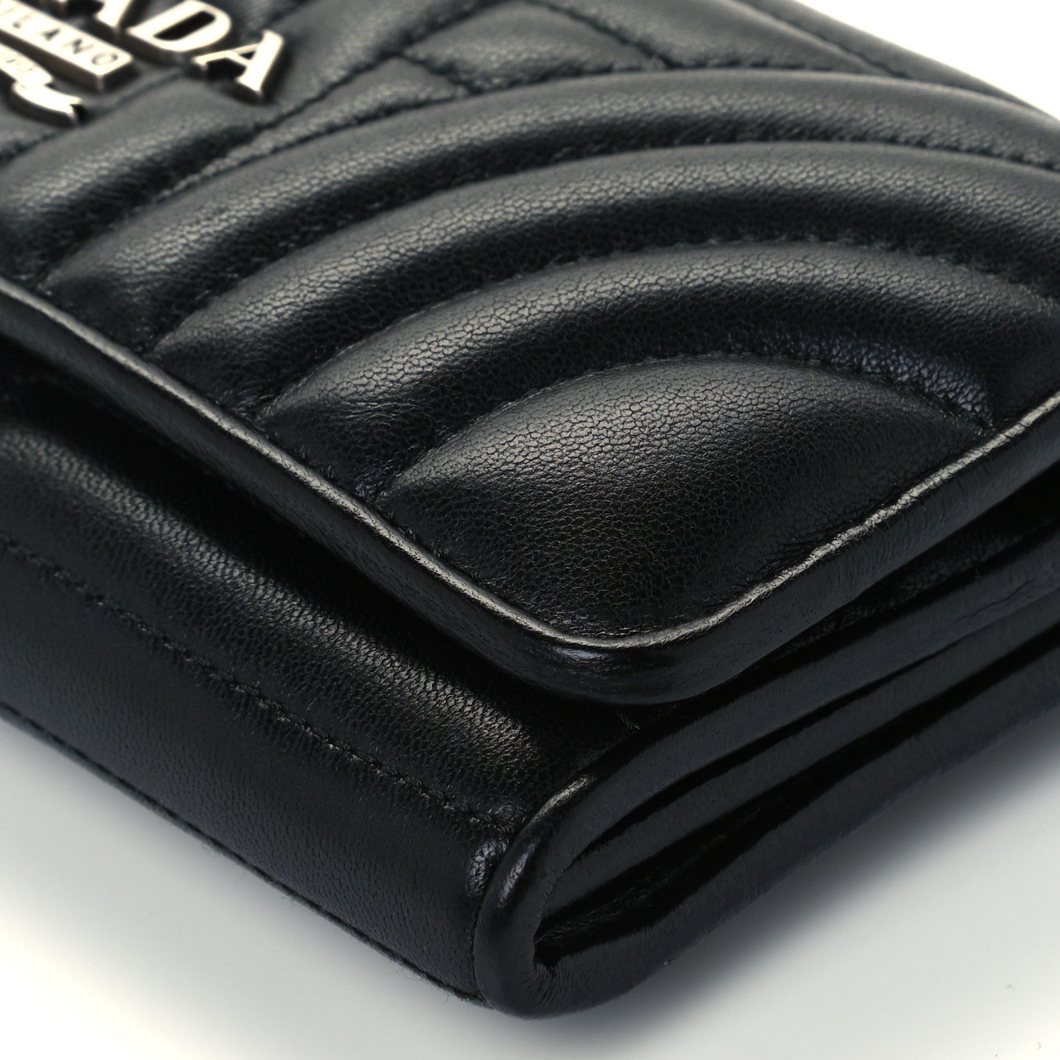 Prada Soft Calfskin Diagramme Continental Wallet Black 10 of 10