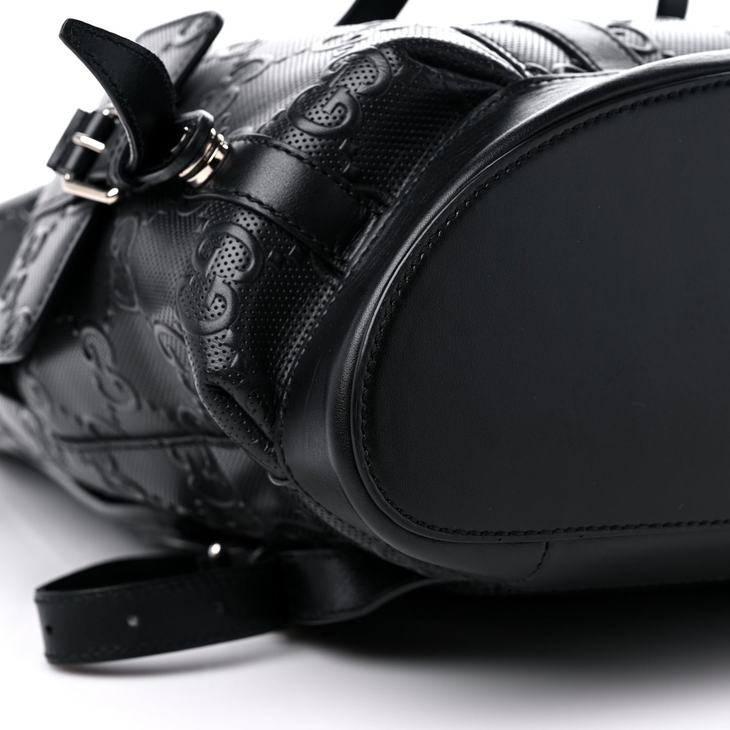 Calfskin GG Tennis Embossed Double Buckle Backpack Black