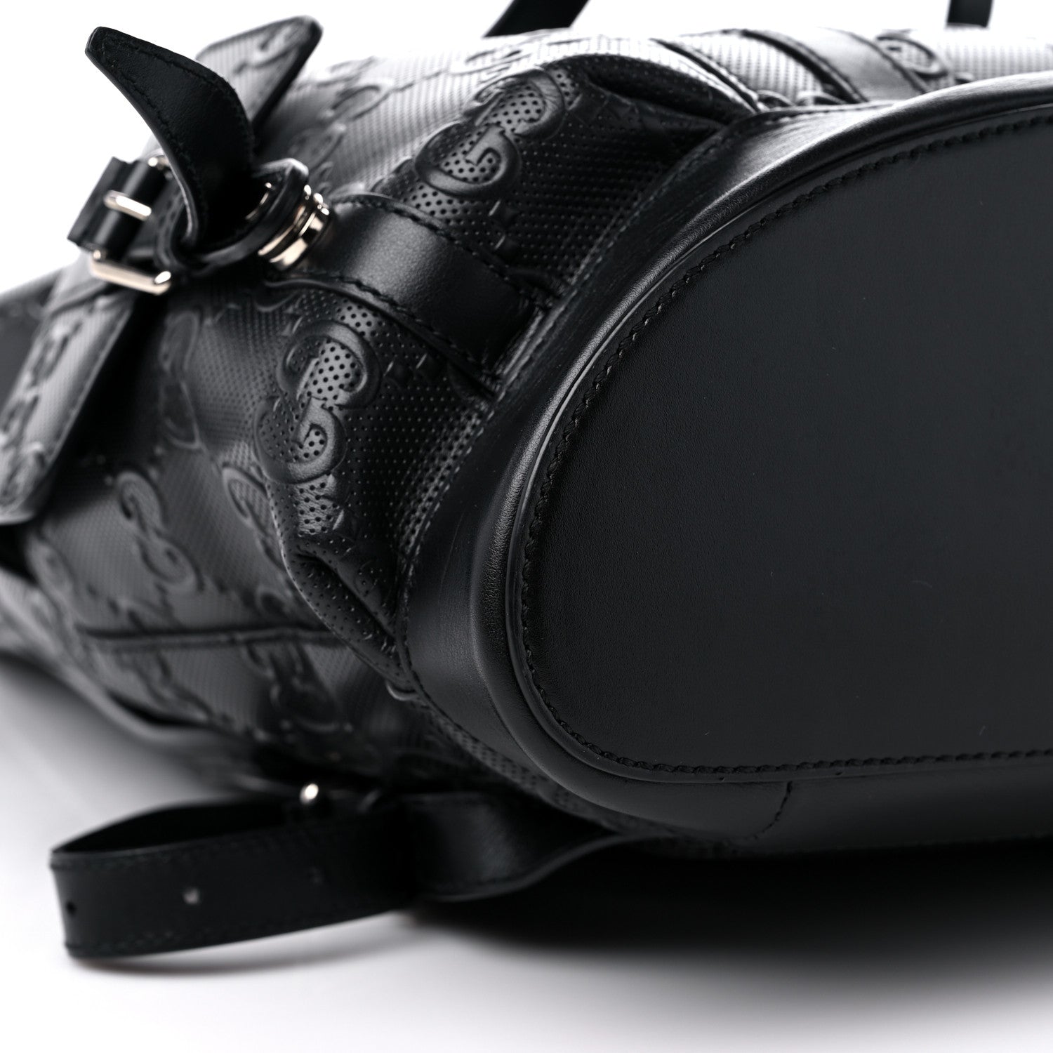 Gucci Calfskin GG Tennis Embossed Double Buckle Backpack Black 8 of 9