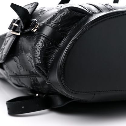 Gucci Calfskin GG Tennis Embossed Double Buckle Backpack Black 8 of 9