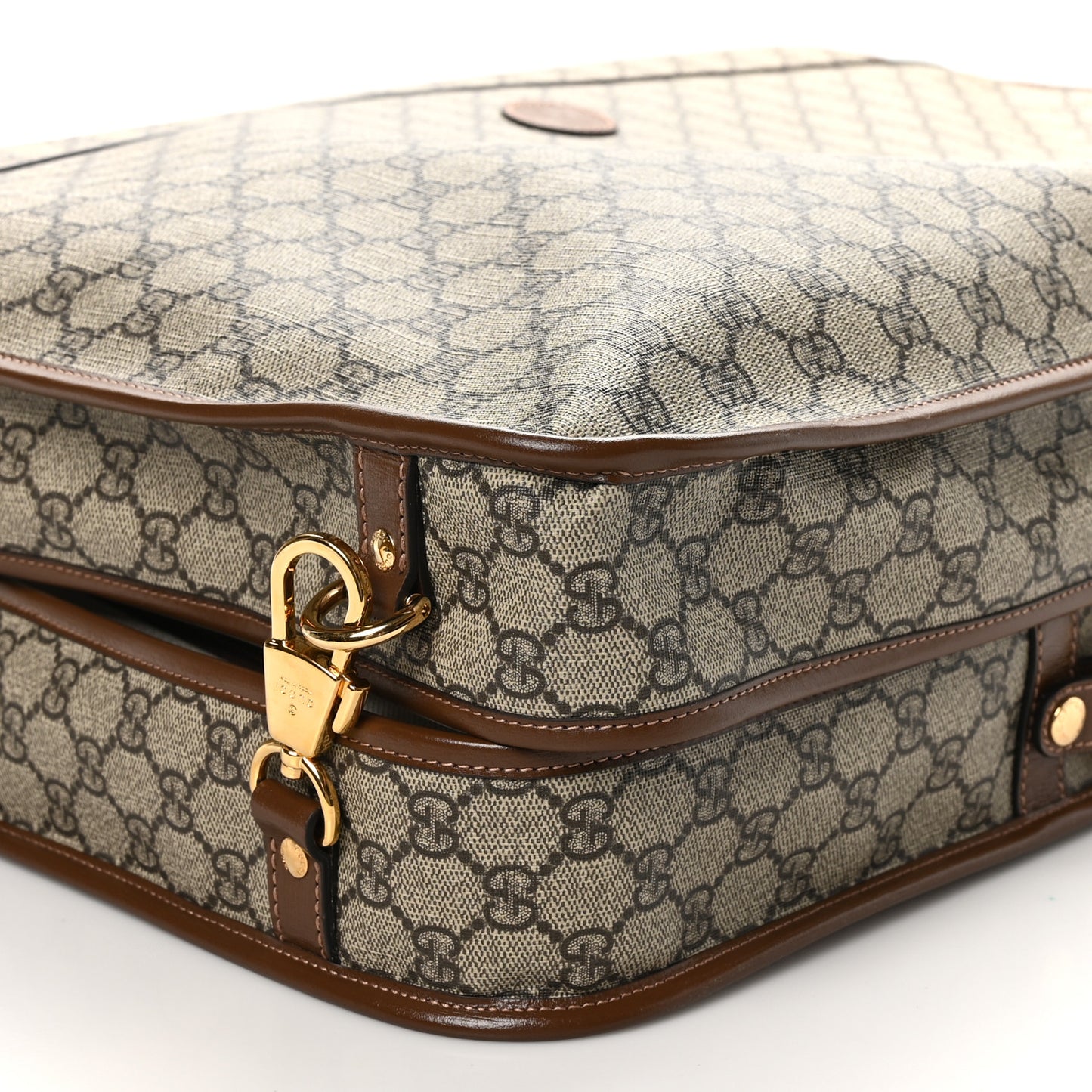 GG Supreme Monogram Azalea Calfskin Retro Interlocking G Garment Bag Beige Ebony Brown Sugar