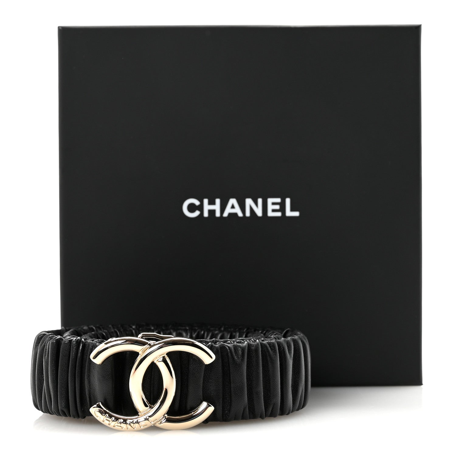 Chanel Lambskin Ruched CC Belt 90 36 Black 6 of 6