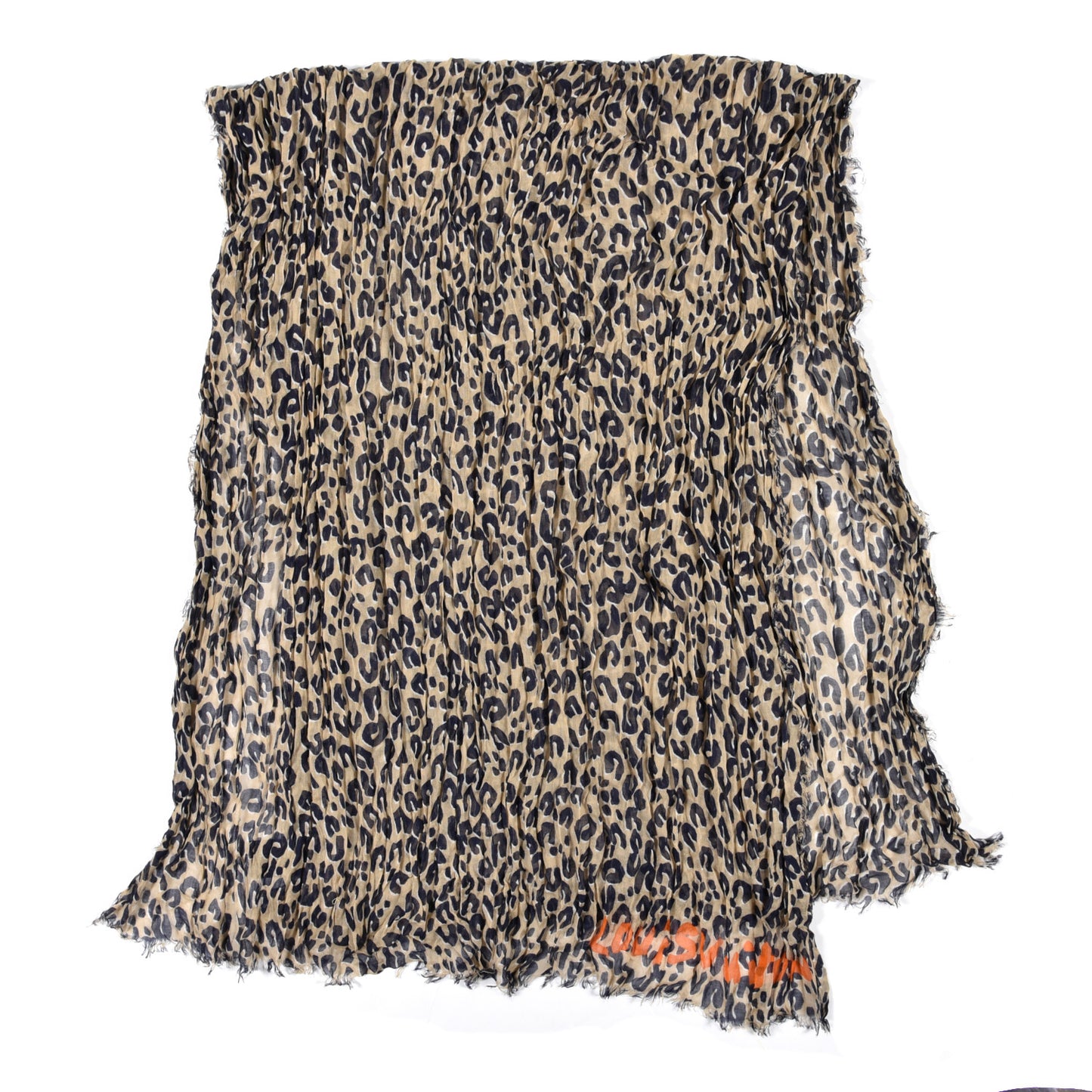 Cashmere Silk Leopard Etole Stole Marron