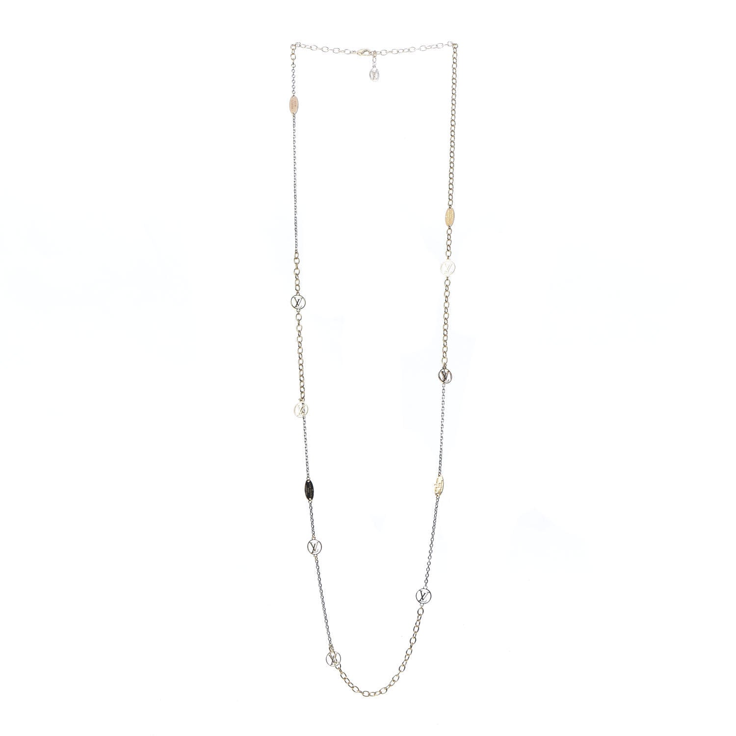 Louis Vuitton Logomania Sautoir Necklace Silver Gold 3 of 5