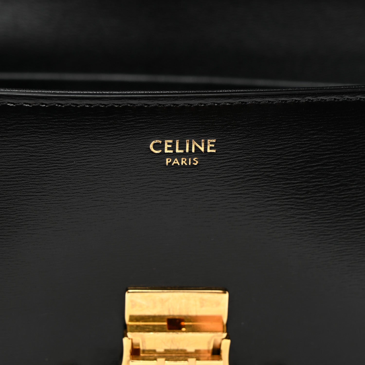 Celine Shiny Calfskin Triomphe Chain Shoulder Bag Black 7 of 9