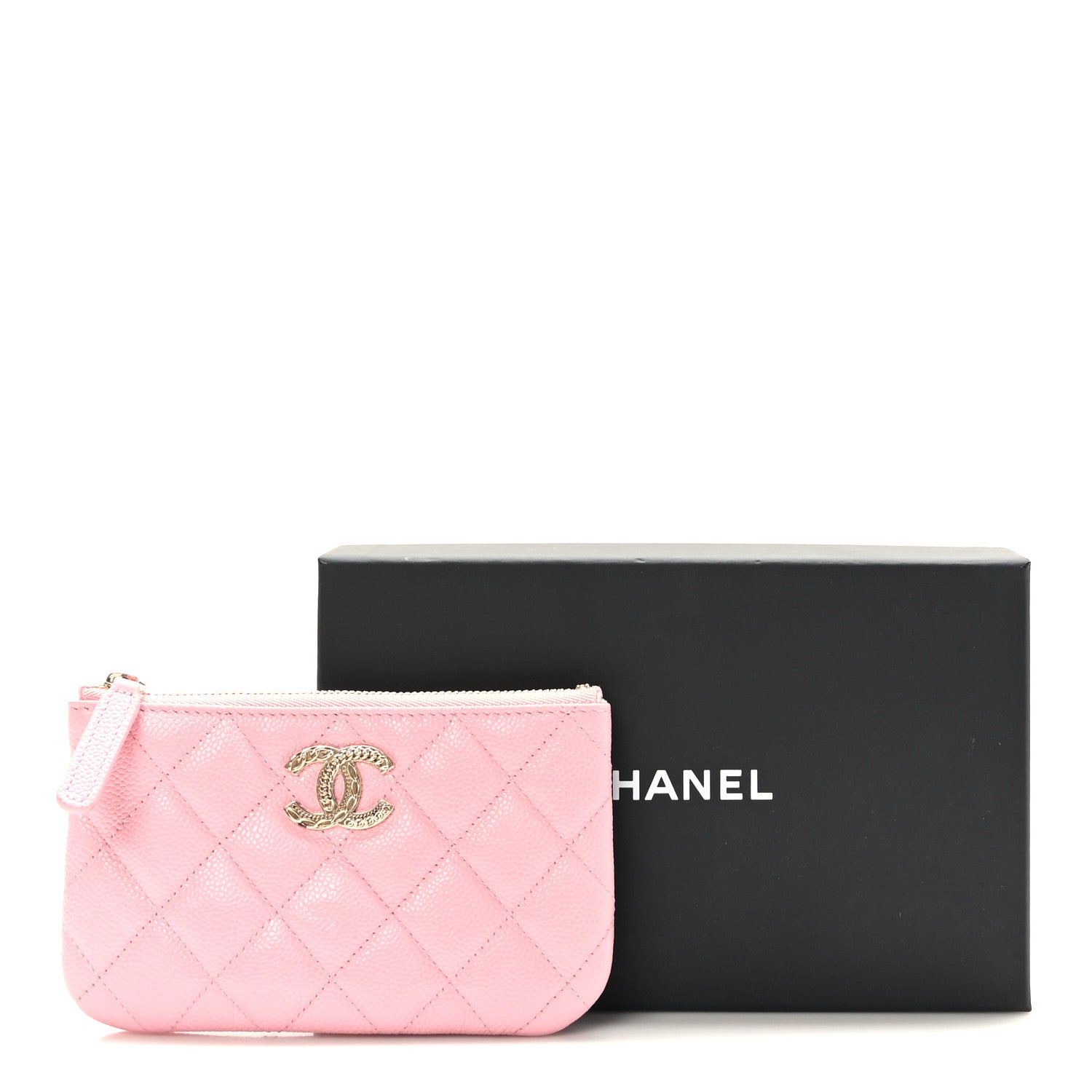 Chanel Caviar Quilted Small Multi Chain Cosmetic Case Pink 8 of 8