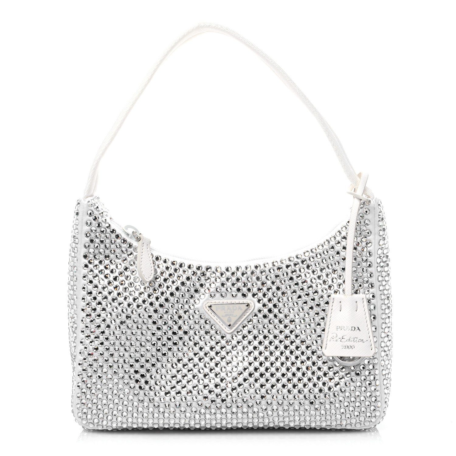 Prada Satin Crystal Mini Re-Edition 2000 Bag White 1 of 8