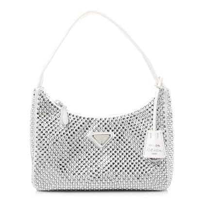 Prada Satin Crystal Mini Re-Edition 2000 Bag White 1 of 8