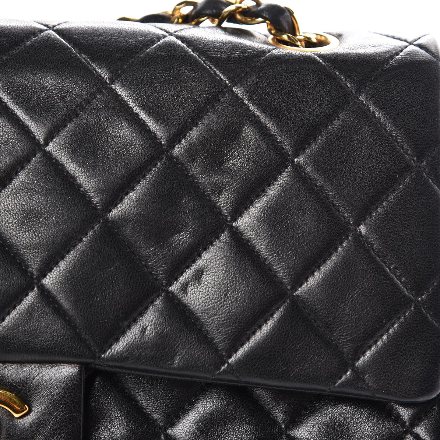 Lambskin Quilted Medium Double Flap Black