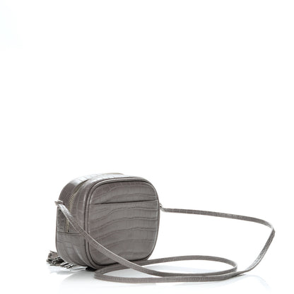 Saint Laurent Calfskin Crocodile Embossed Monogram Blogger Bag Fog 3 of 7