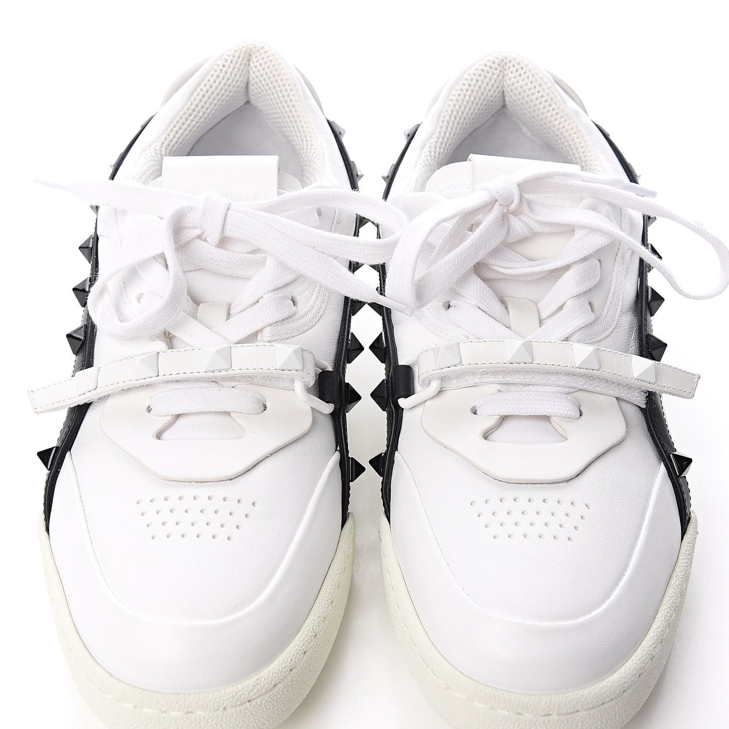 Calfskin Womens Rockstud Armour Sneakers 37 White