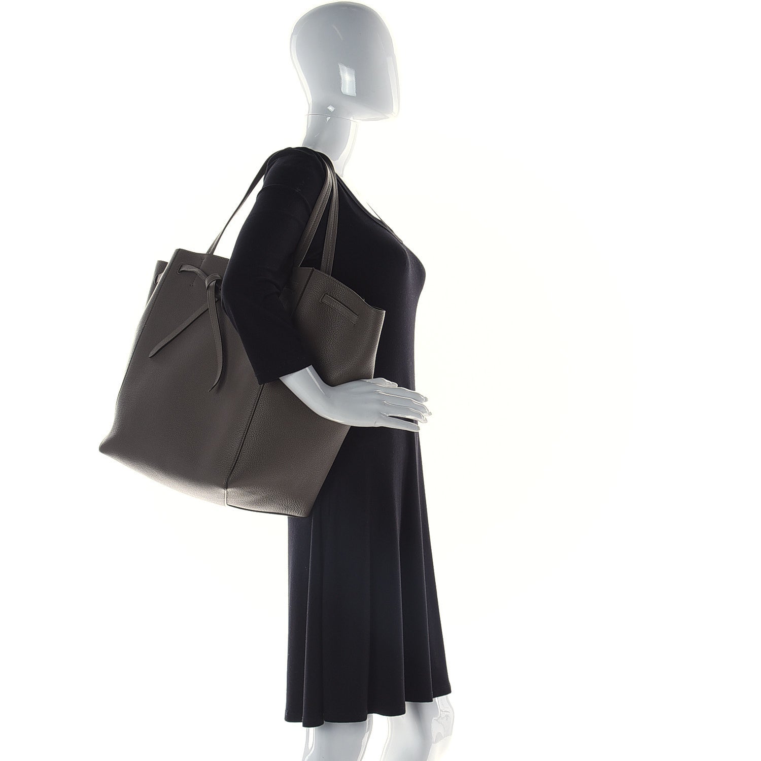 Celine Soft Grained Calfskin Medium Belt Cabas Phantom Souris 2 of 10