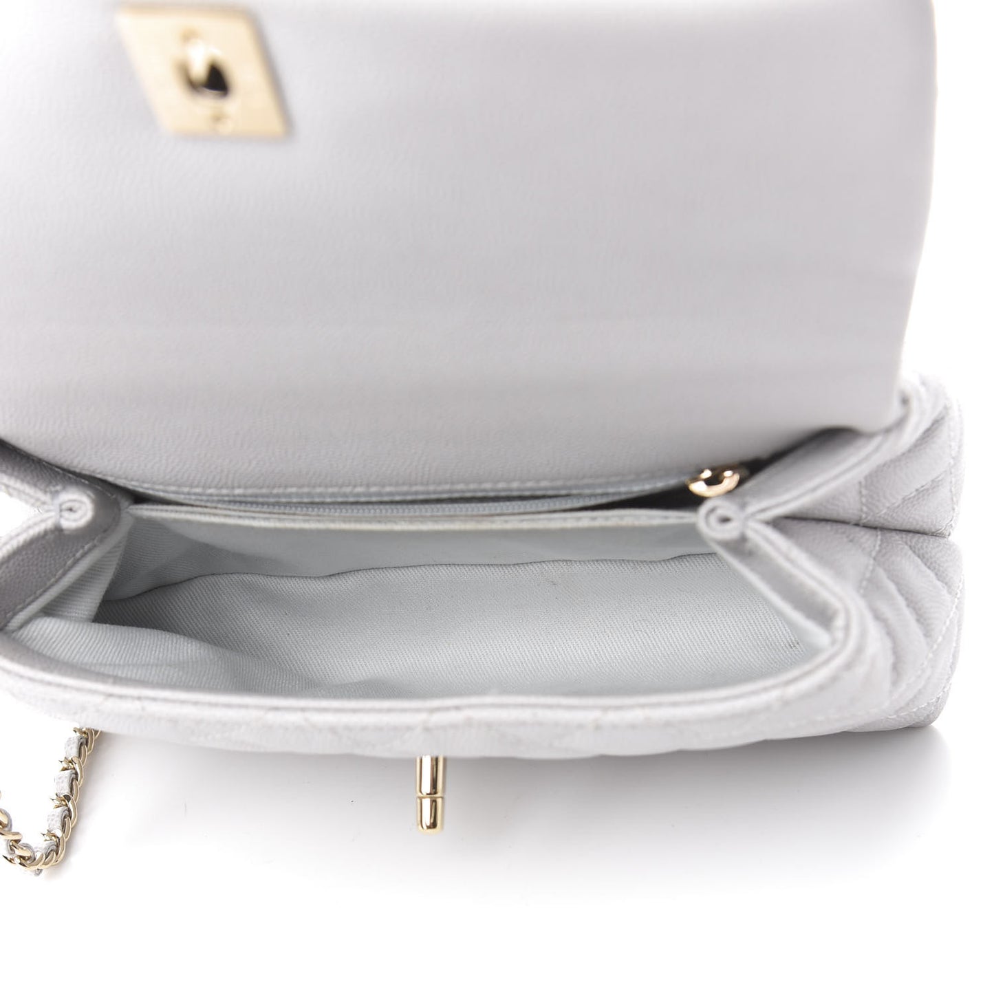 Caviar Quilted Mini Coco Handle Flap Light Grey