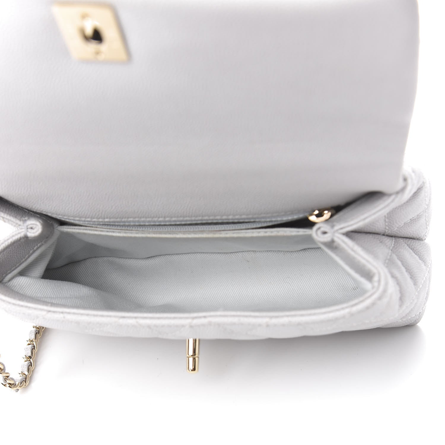 Chanel Caviar Quilted Mini Coco Handle Flap Light Grey 6 of 13