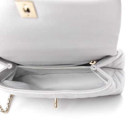 Chanel Caviar Quilted Mini Coco Handle Flap Light Grey 6 of 13