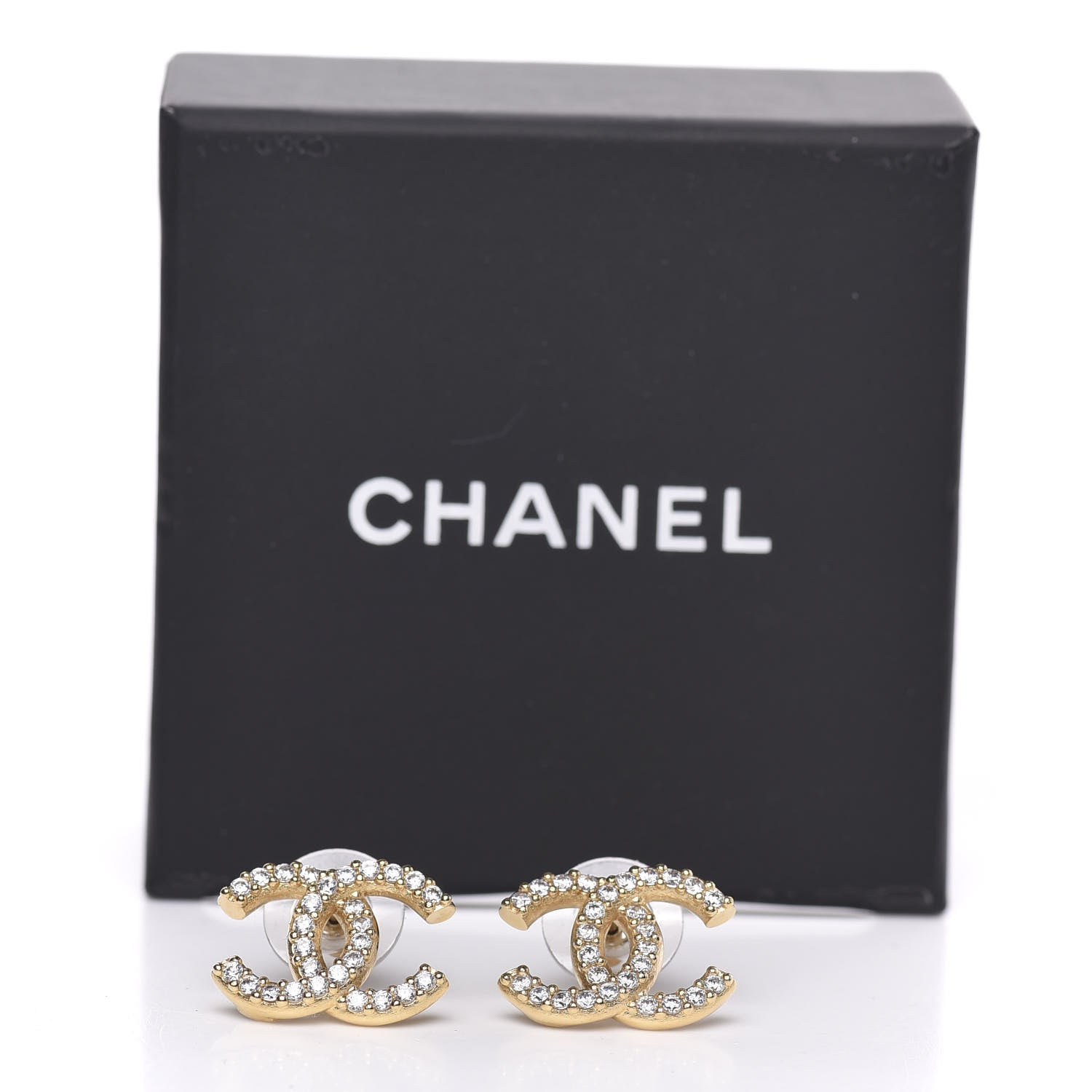 Chanel Crystal CC Earrings Gold 5 of 5