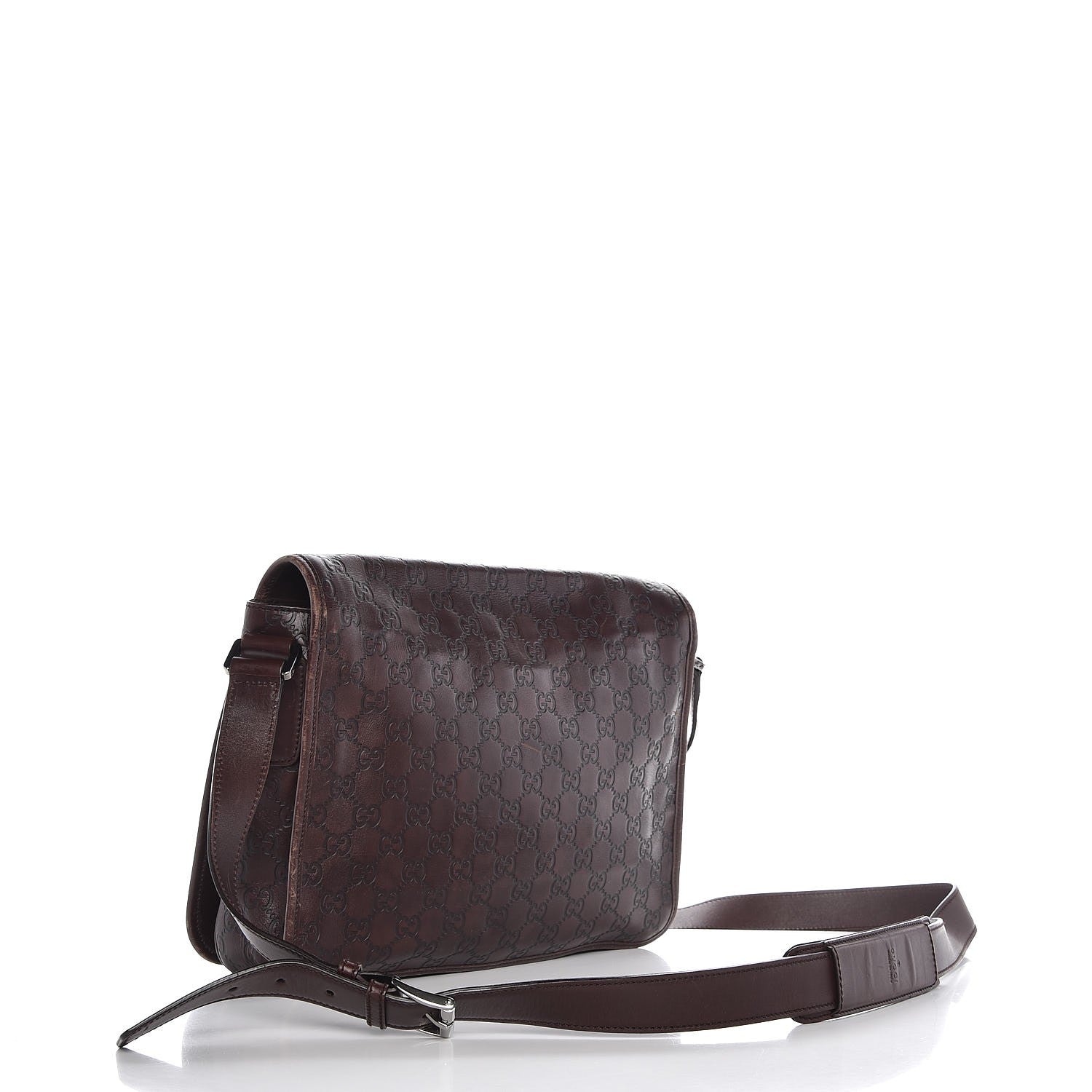 Gucci Guccissima Flap Messenger Bag Dark Brown 3 of 27