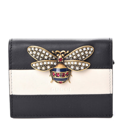 Gucci Calfskin Queen Margaret Card Case Wallet Black Mystic White 1 of 9