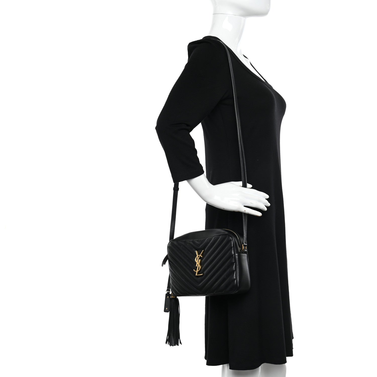 Saint Laurent SAINT LAURENT Calfskin Matelasse Monogram Lou Camera Bag Black 2 of 11