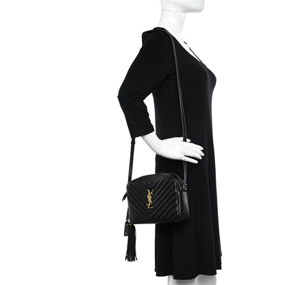 Saint Laurent SAINT LAURENT Calfskin Matelasse Monogram Lou Camera Bag Black 2 of 11