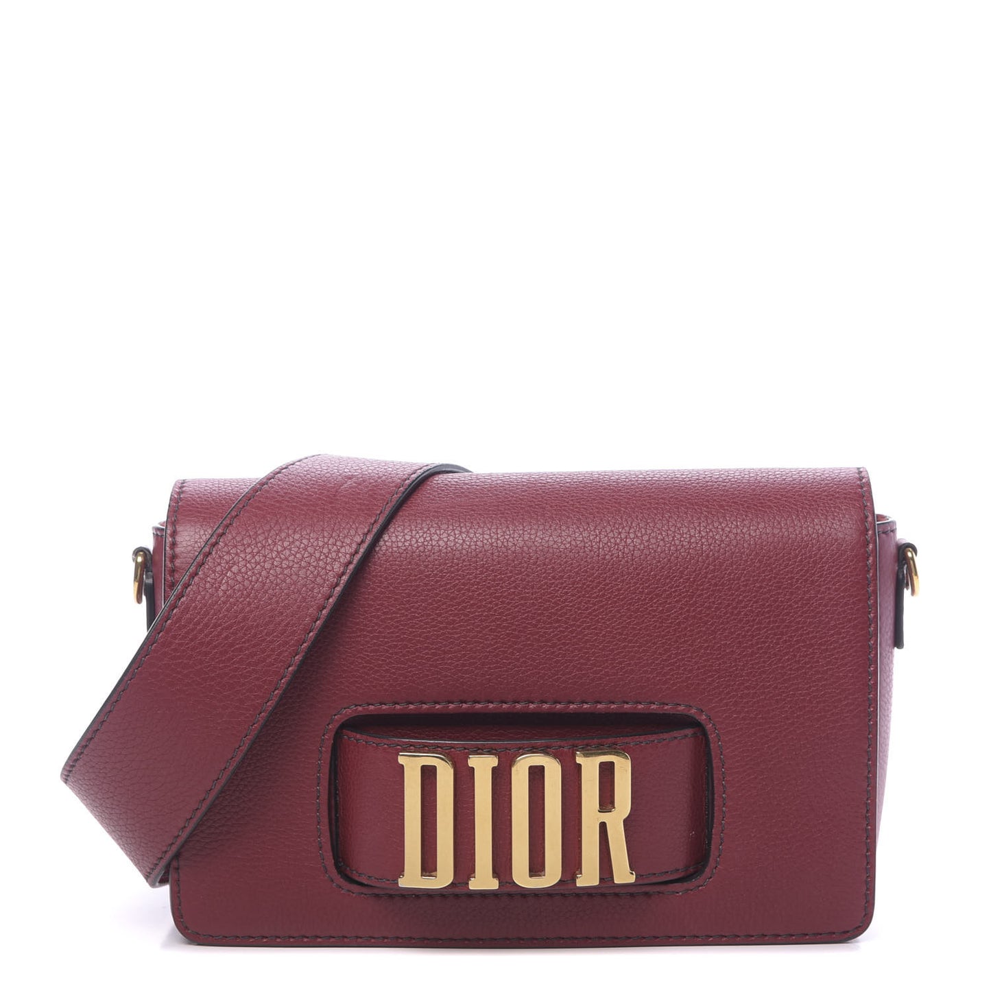 Grained Calfskin Dio(r)evolution Flap Bag Dark Red