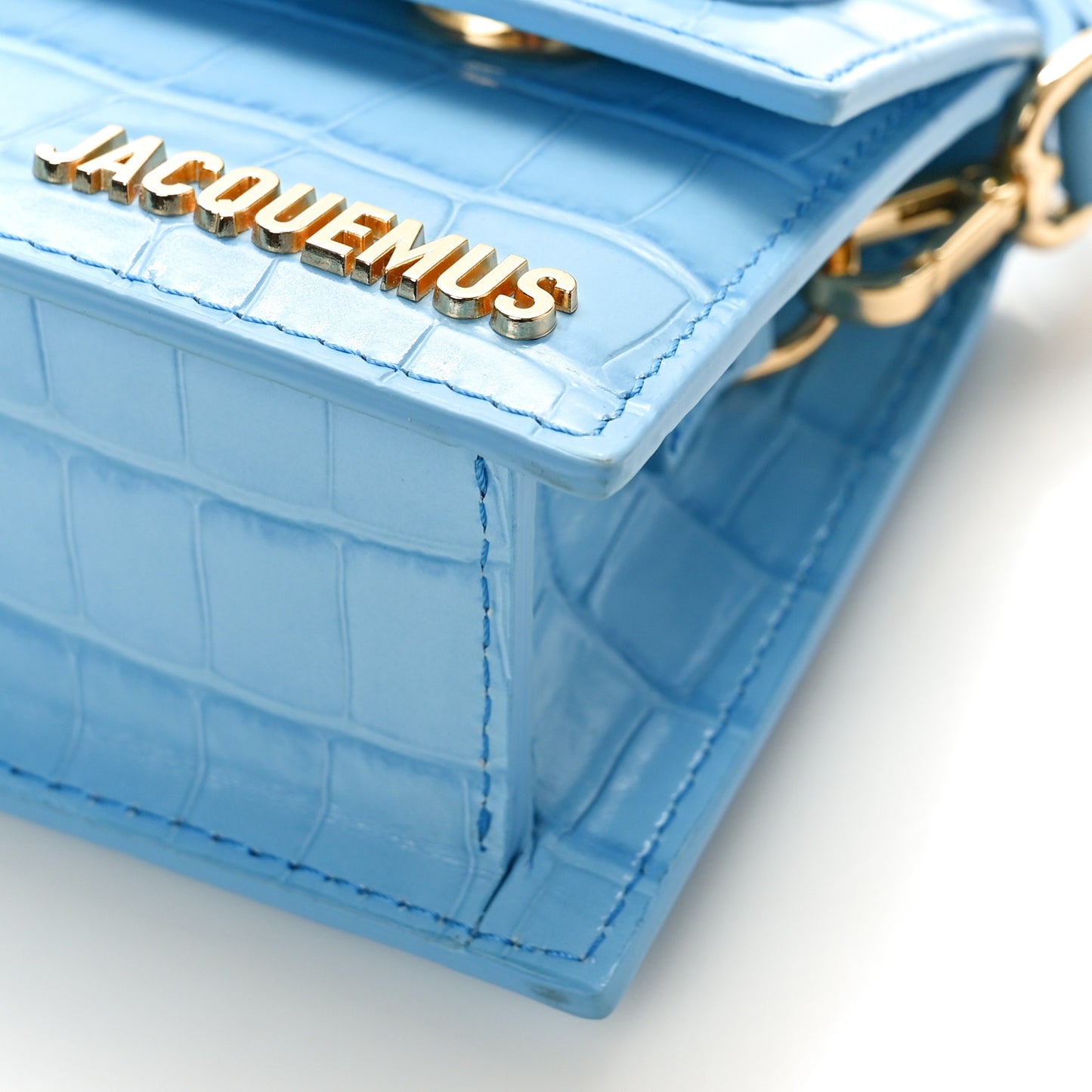 Calfskin Crocodile Embossed Le Chiquito Long Pale Blue