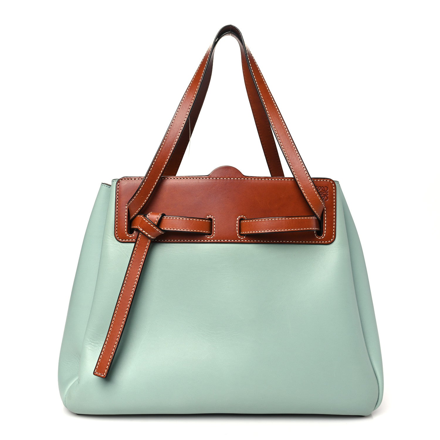 Loewe Boxcalf Lazo Tote Blue Tan 1 of 9