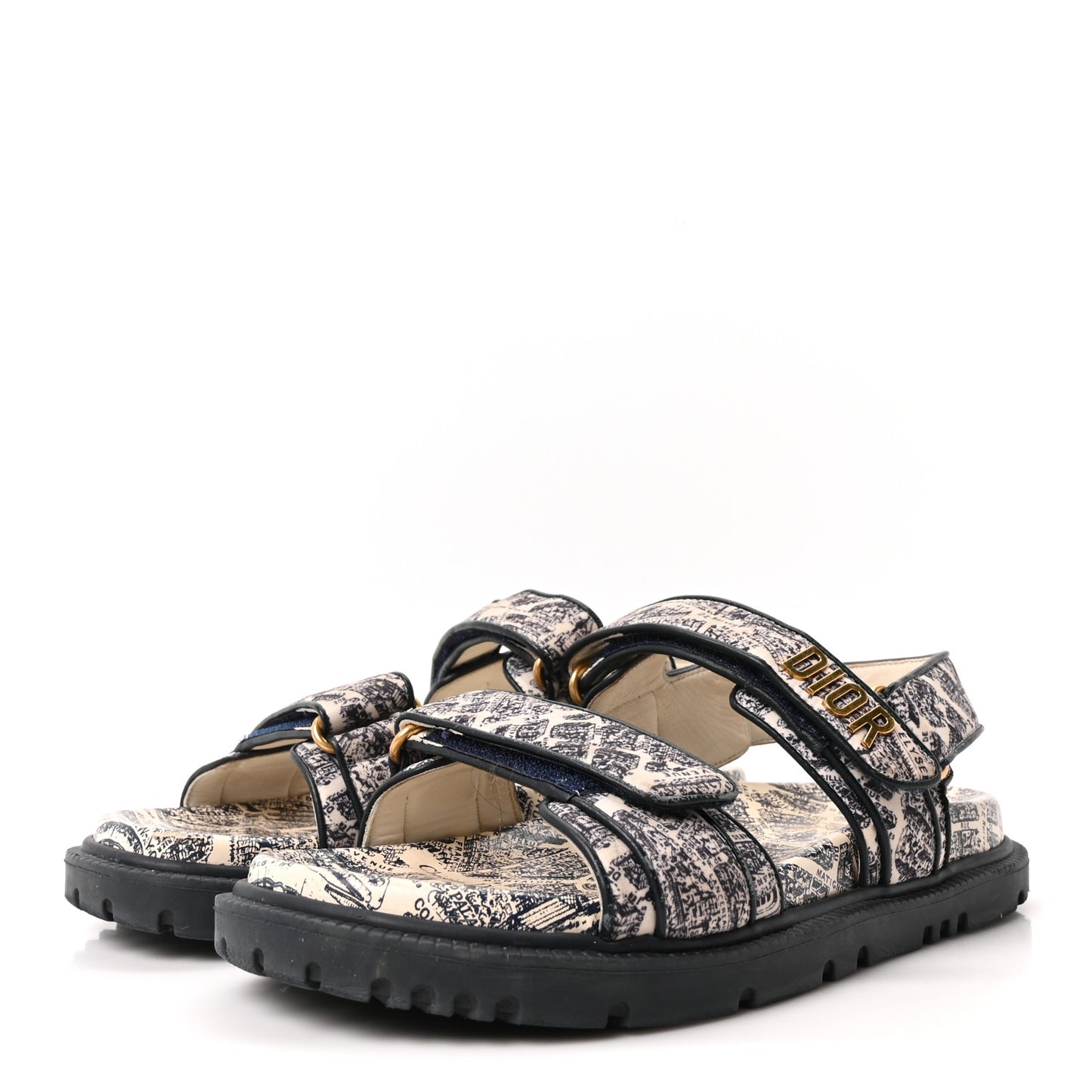 Technical Fabric Plan De Paris Dioract Sandals 38.5 Blue White