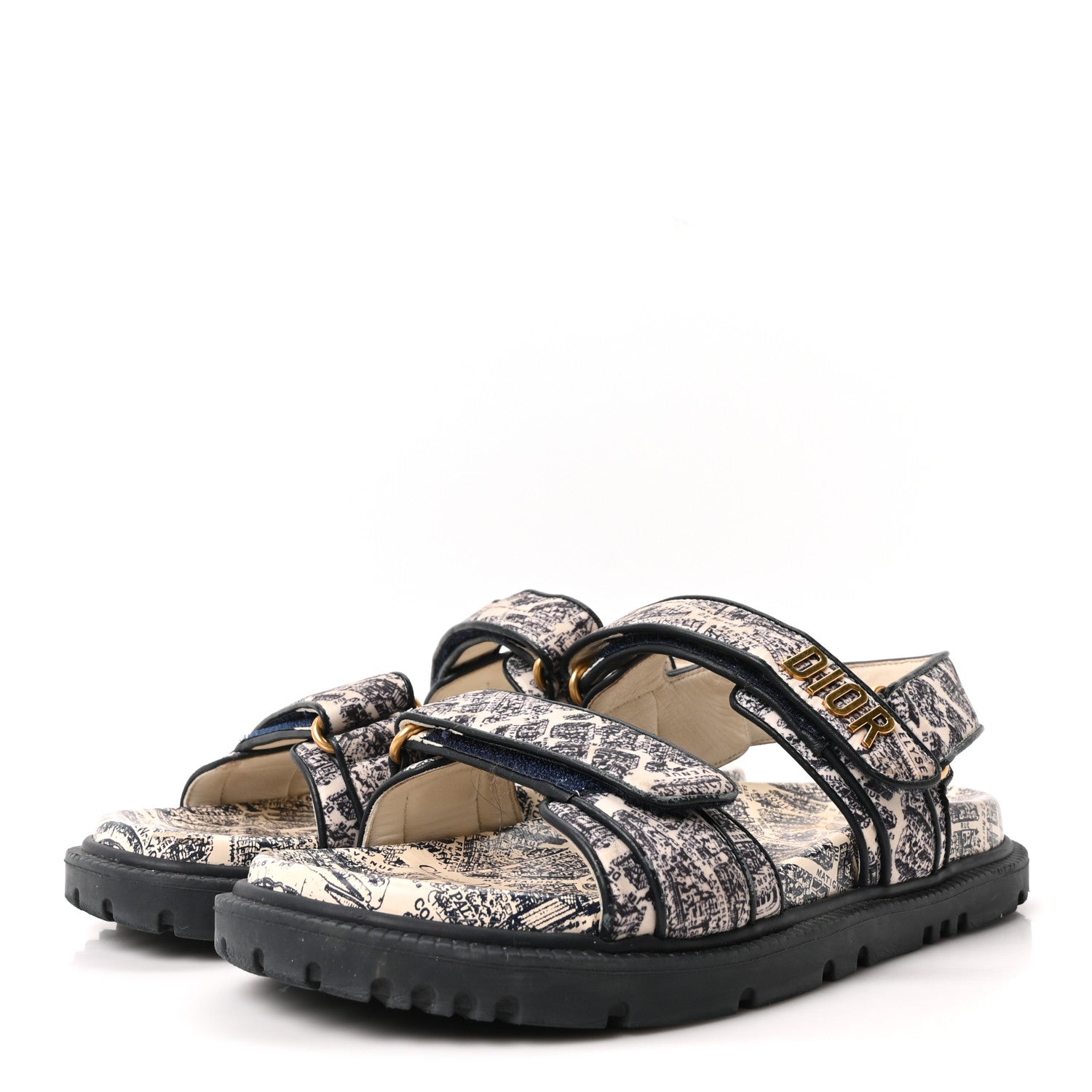 Christian Dior Technical Fabric Plan De Paris Dioract Sandals 38.5 Blue White 4 of 8