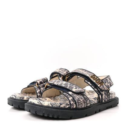 Christian Dior Technical Fabric Plan De Paris Dioract Sandals 38.5 Blue White 4 of 8