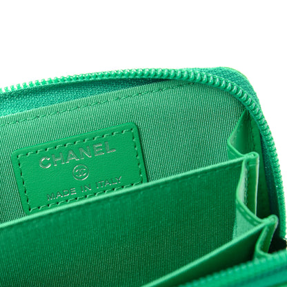 Chanel Caviar Quilted Boy Zip Around Coin Purse Wallet Green 6 of 8