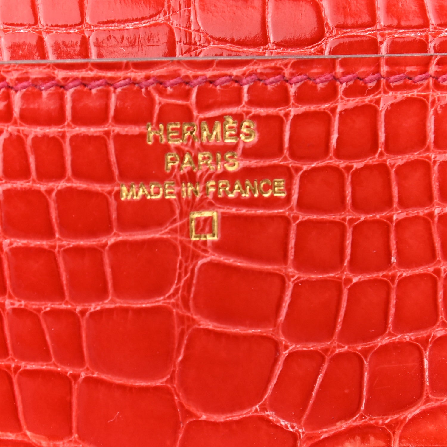 Hermes Shiny Alligator Constance Long Wallet Geranium 6 of 9