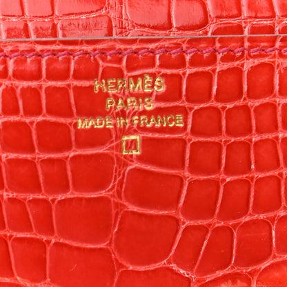 Hermes Shiny Alligator Constance Long Wallet Geranium 6 of 9