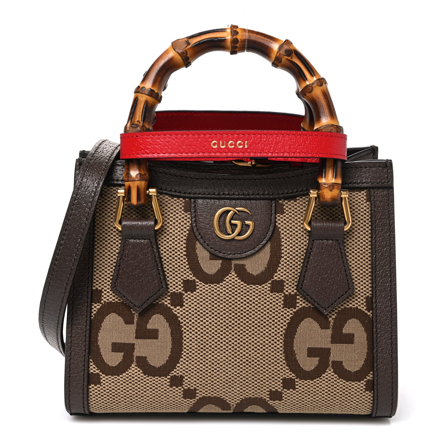 Gucci Monogram Jumbo GG Textured Dollar Calfskin Mini Diana Tote Bag Camel Ebony New Acero Pomegranate Red 1 of 10