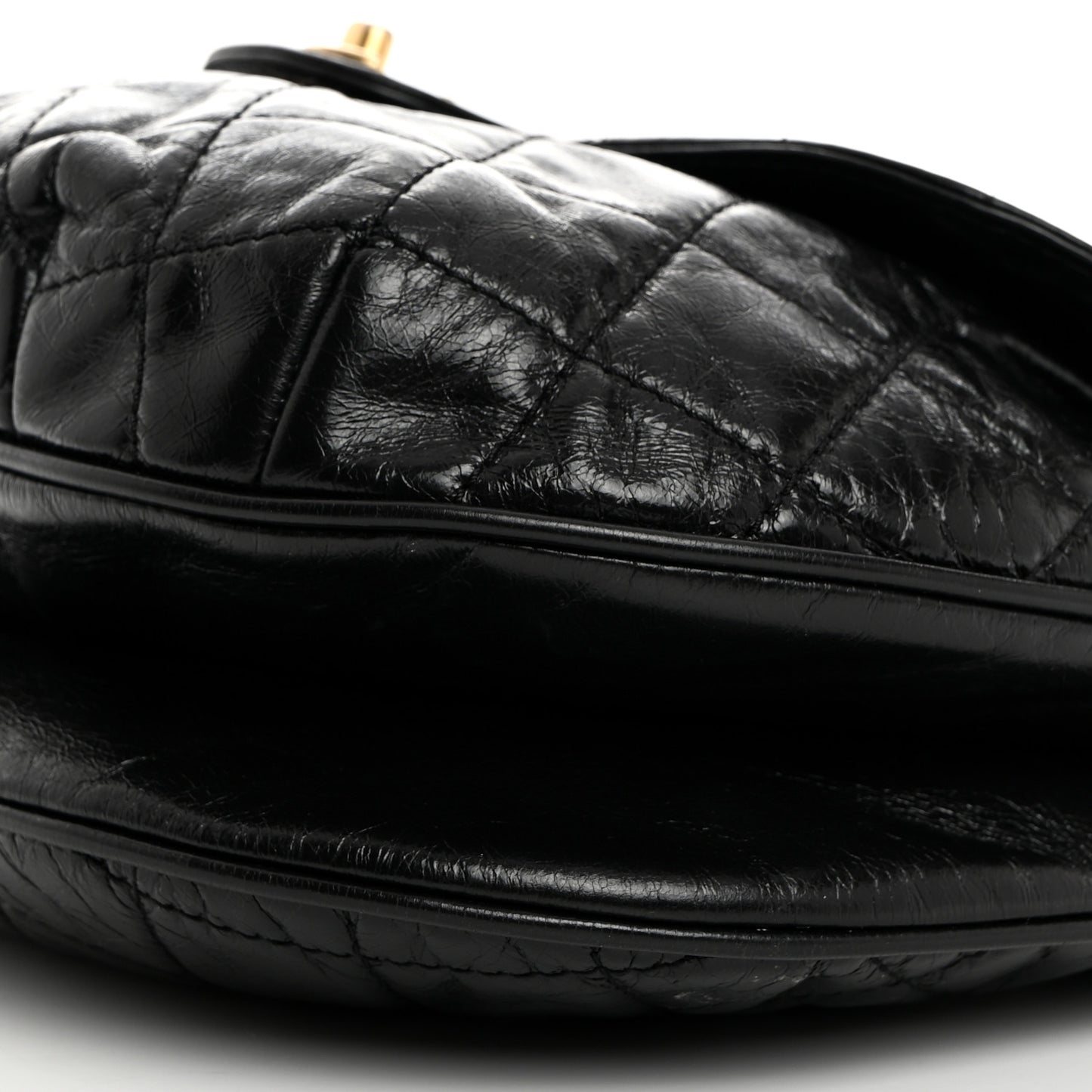 Calfskin Quilted Medium Bubble CC Flap Black