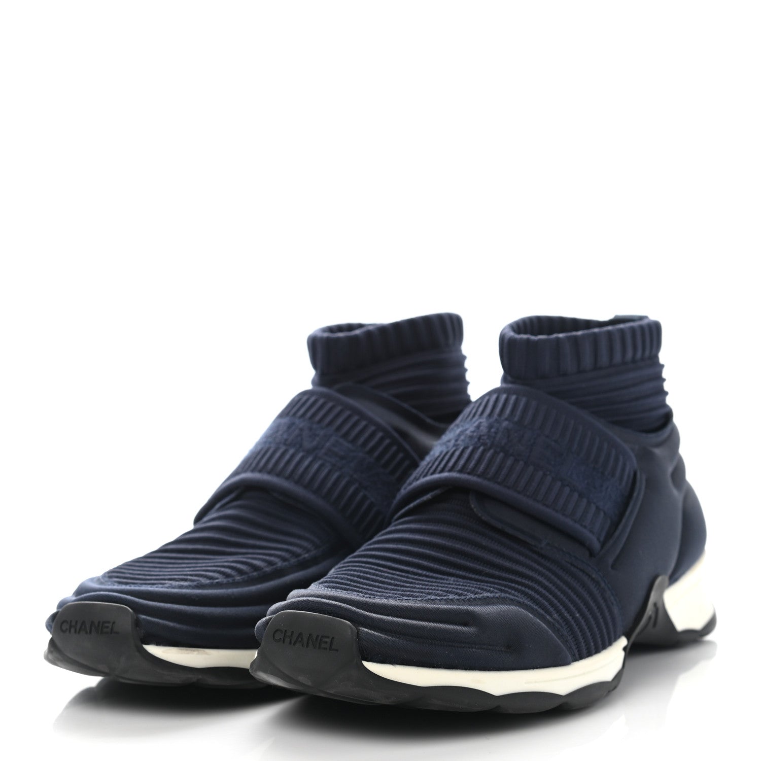 Chanel Stretch Fabric CC Sneakers 39 Blue 2 of 8