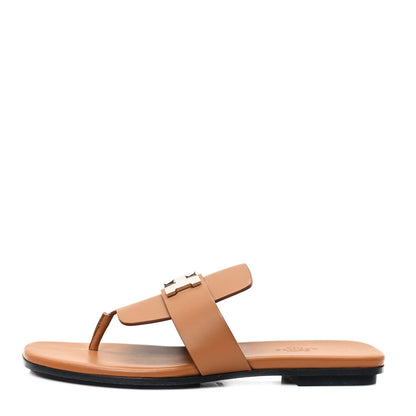 Hermes Calfskin Womens Galerie Sandals 37.5 Gold 1 of 10