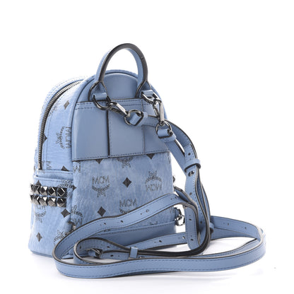 MCM Visetos Side Stud X-Mini Stark Bebe Boo Backpack Blue 2 of 9