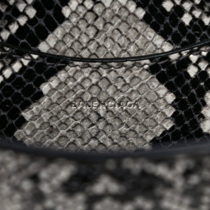Balenciaga Grained Calfskin Snake Effect Neo Classic Silver Hardware Mini City Black White 5 of 8