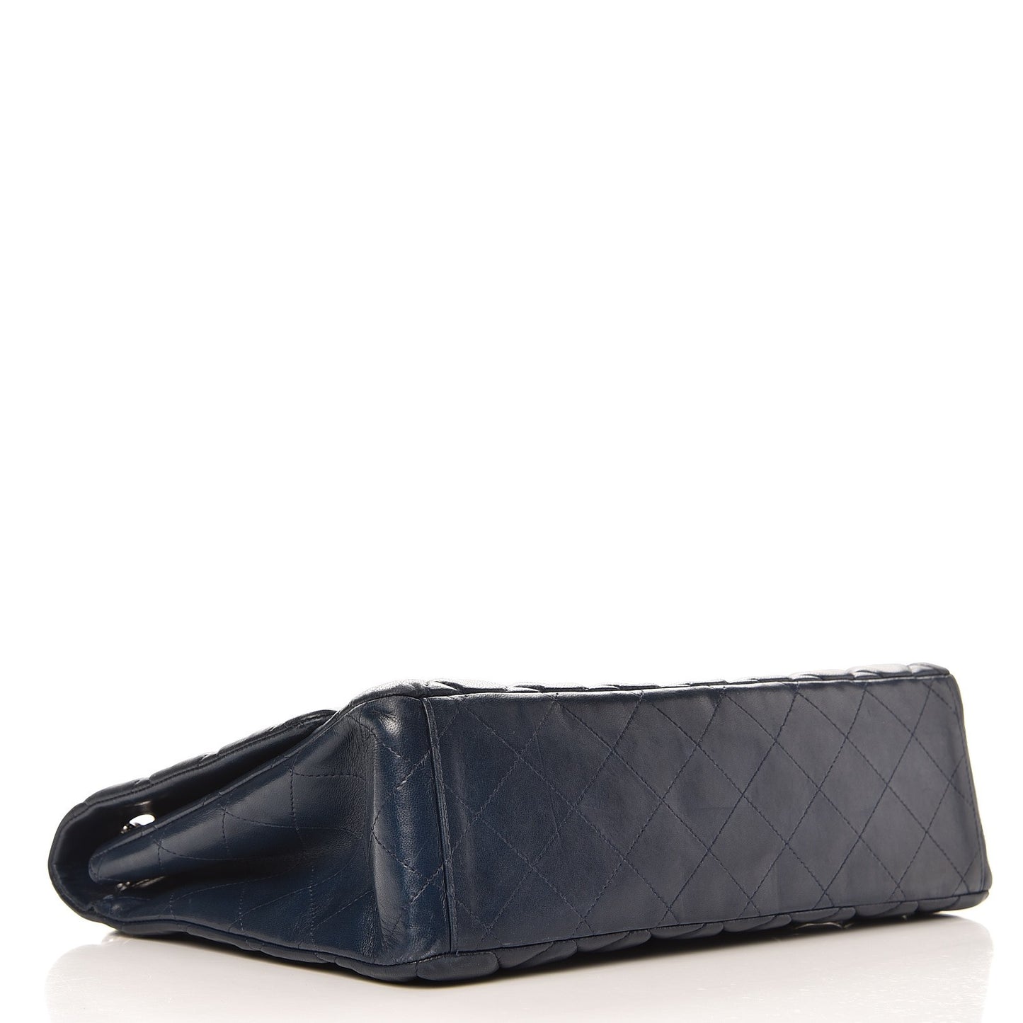 Lambskin Quilted Maxi Single Flap Navy