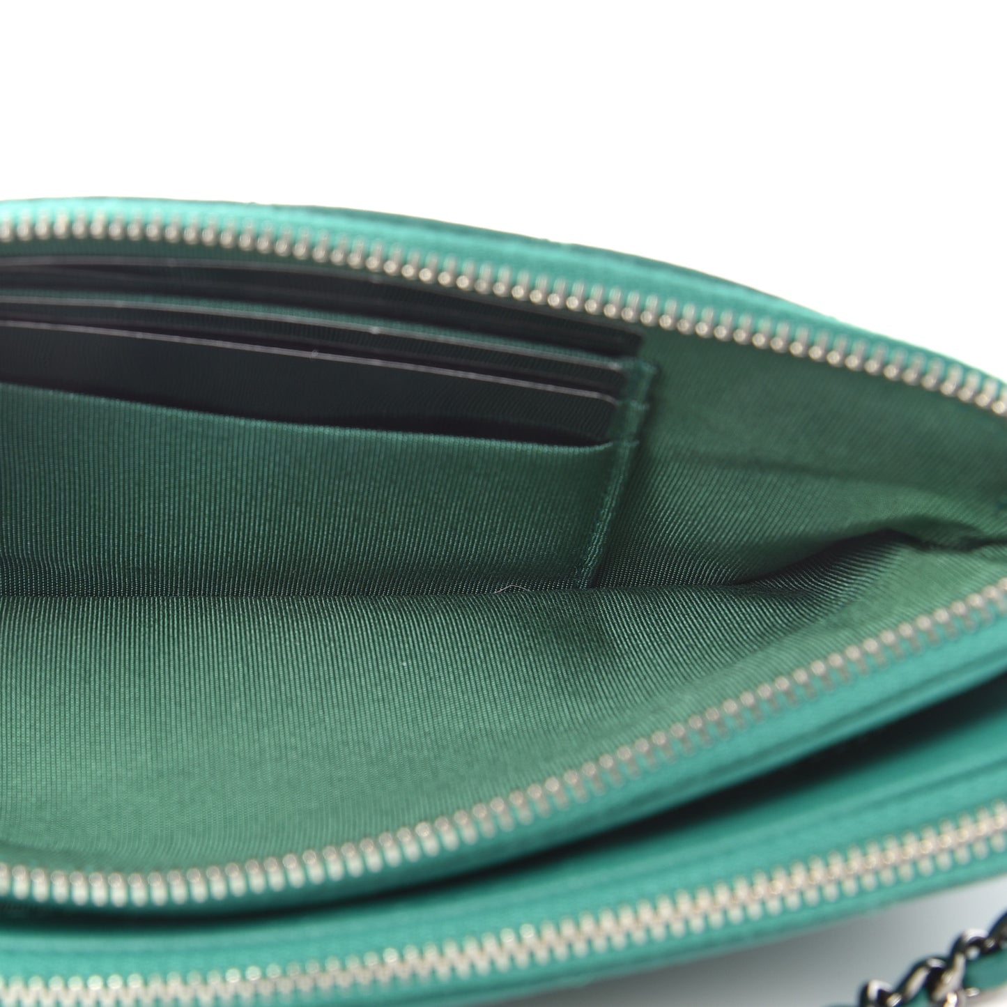 Lambskin Quilted Small Clutch With Chain Green