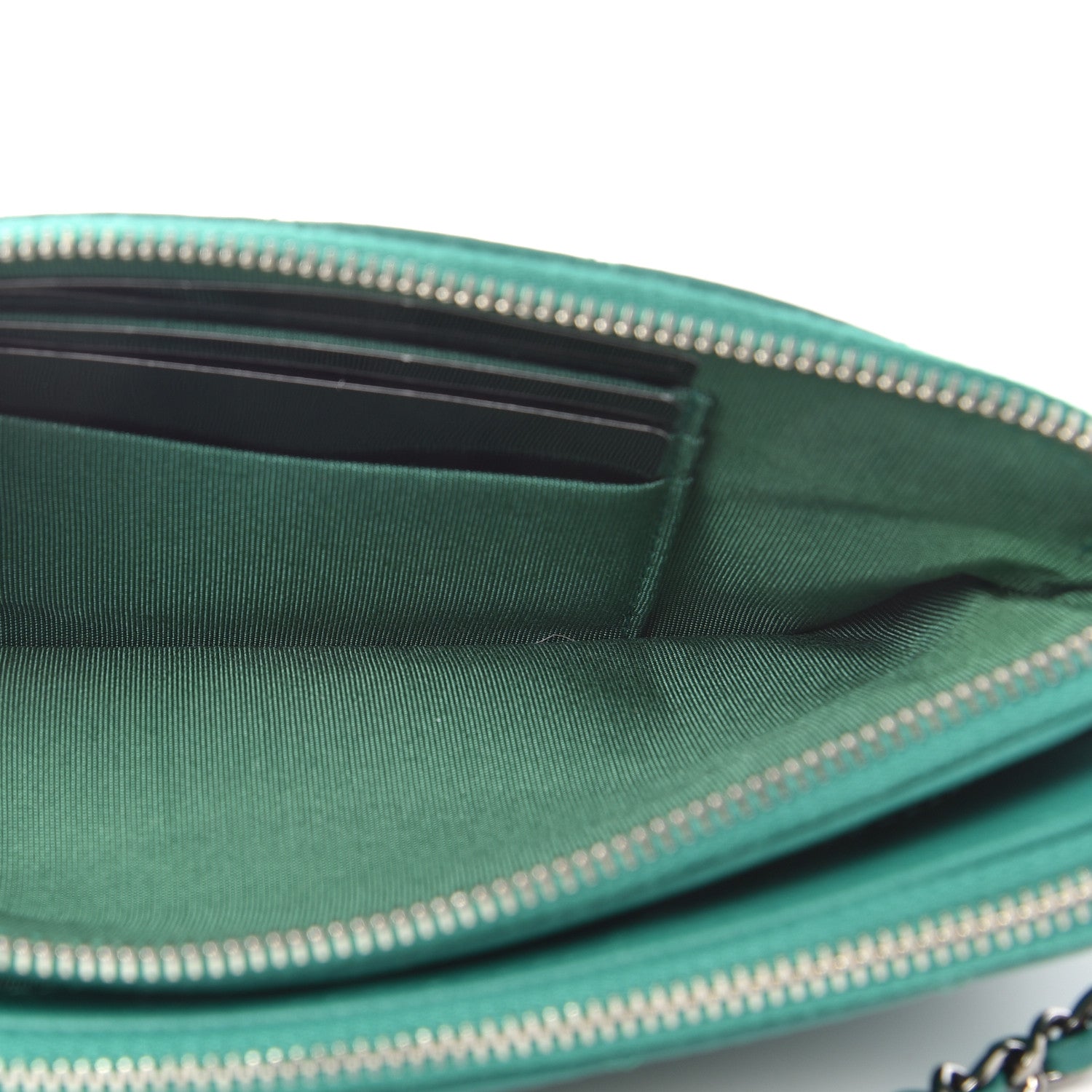 Chanel Lambskin Quilted Small Clutch With Chain Green 7 of 10