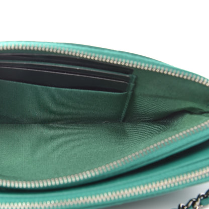 Chanel Lambskin Quilted Small Clutch With Chain Green 7 of 10
