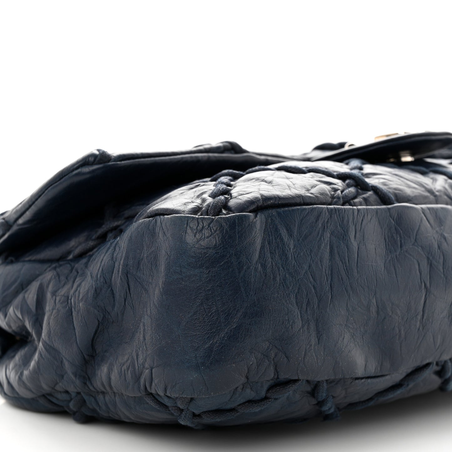 Calfskin Ultra Stitch Oversize Flap Navy