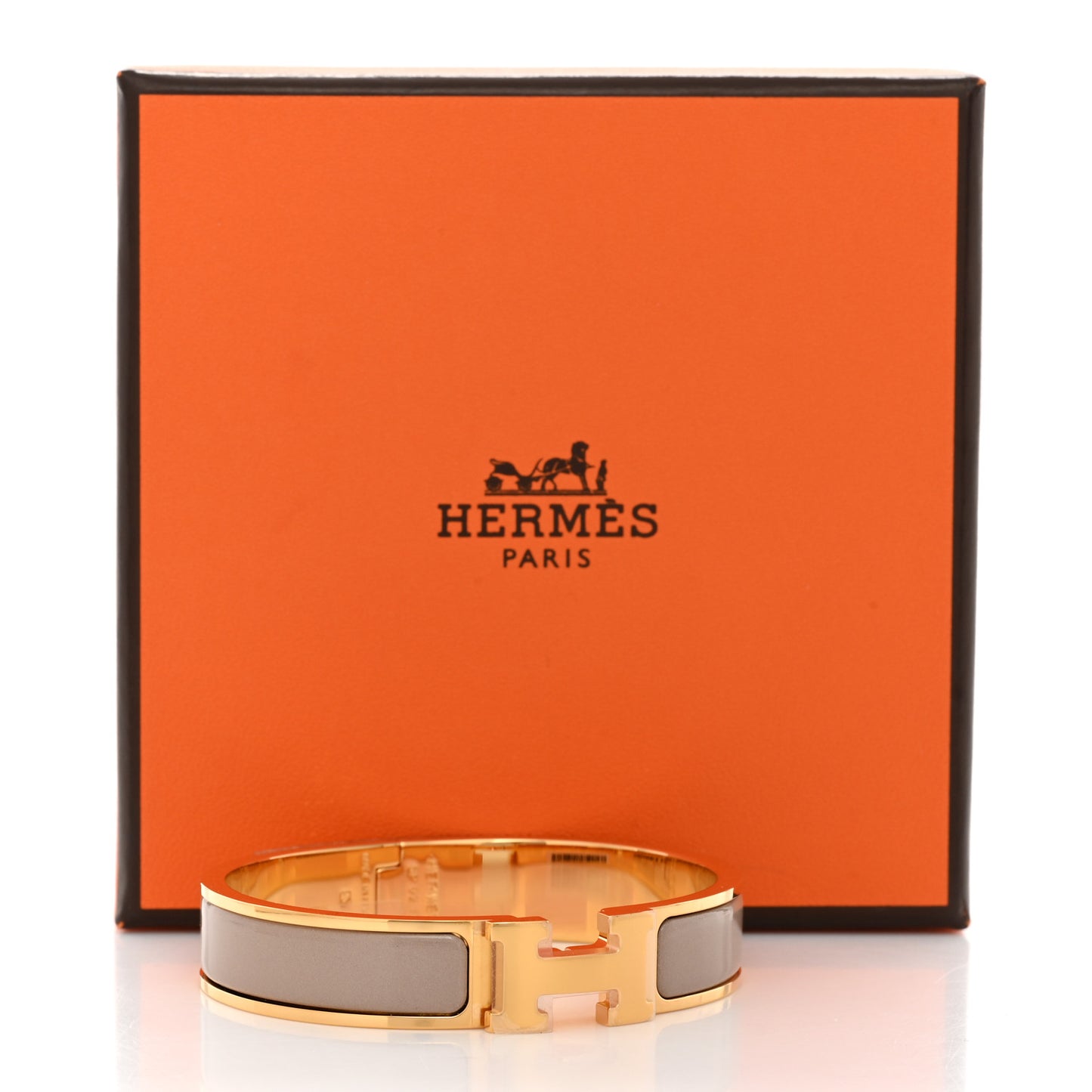 Enamel Narrow Clic Clac H Bracelet PM Marron Glace