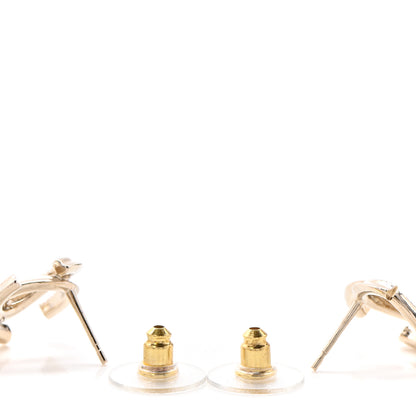 Chanel Pearl CC Double Heart Drop Earrings Gold 3 of 4