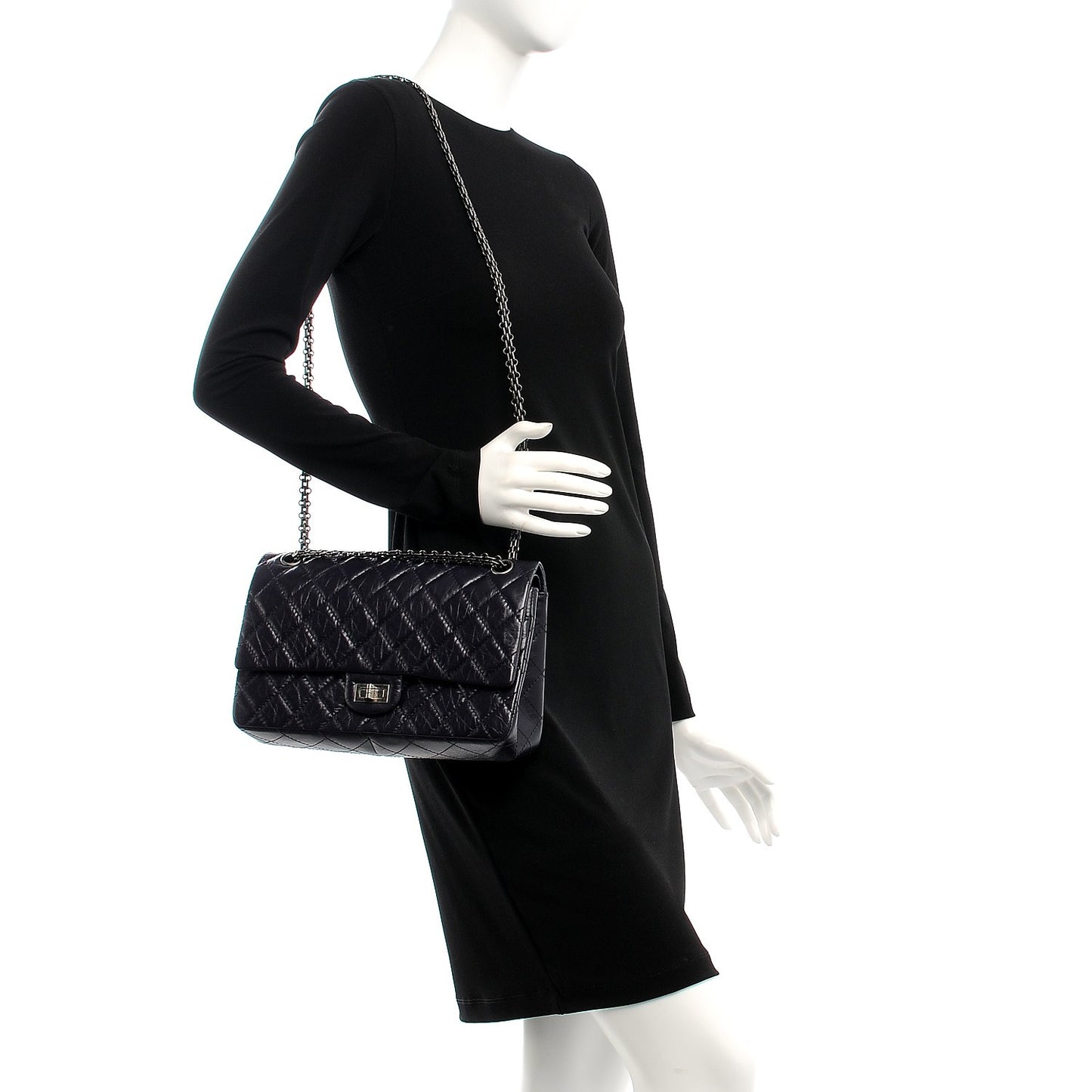 Metallic Aged Calfskin Quilted 2.55 Reissue 226 Flap Dark Purple