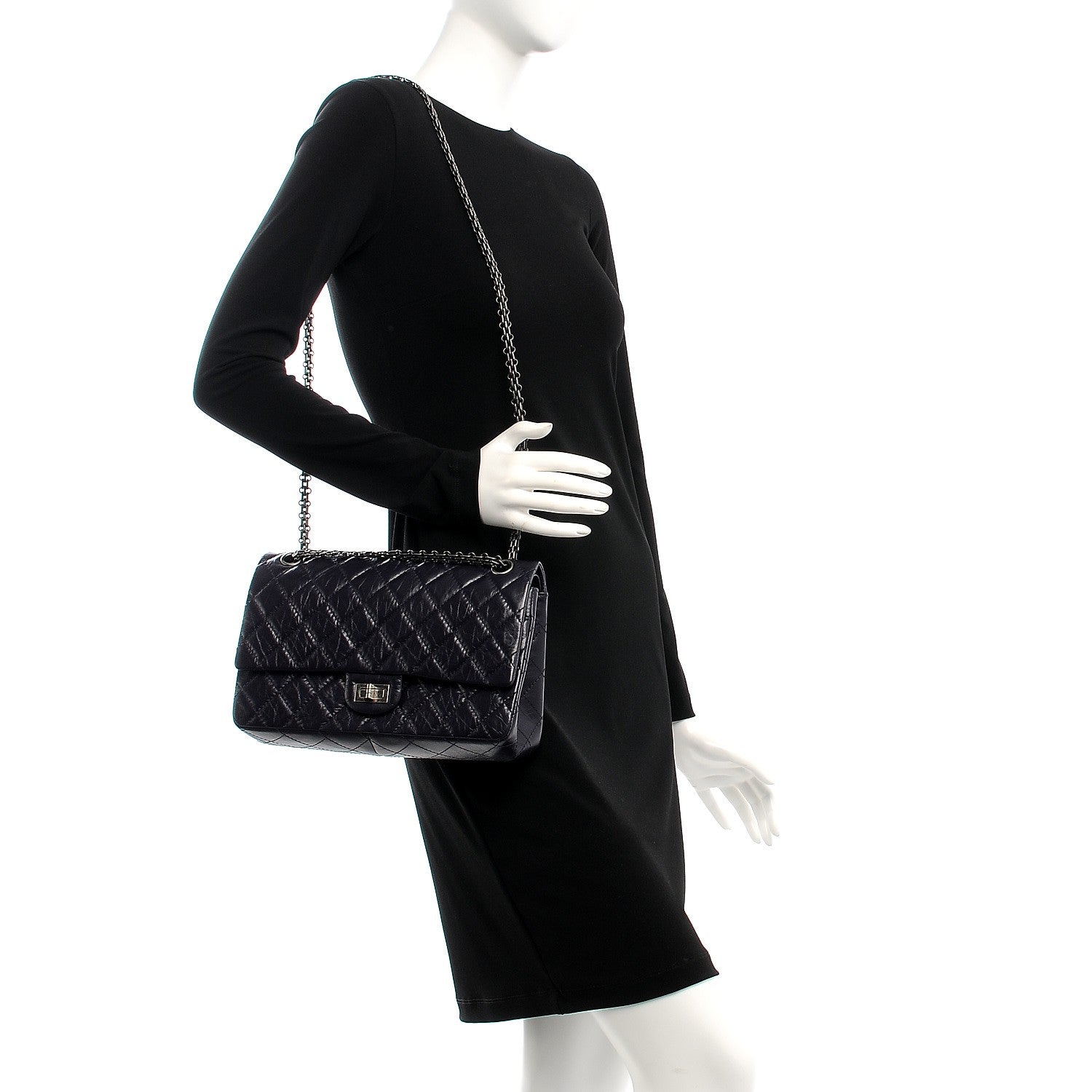 Chanel Metallic Aged Calfskin Quilted 2.55 Reissue 226 Flap Dark Purple 2 of 7